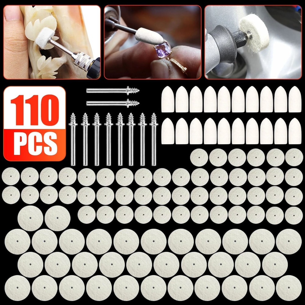 Wool Felt Buffing Polishing Pads Wheel Set For Dremel Rotary Tool Accessories Grinder Buffing Wheel 6