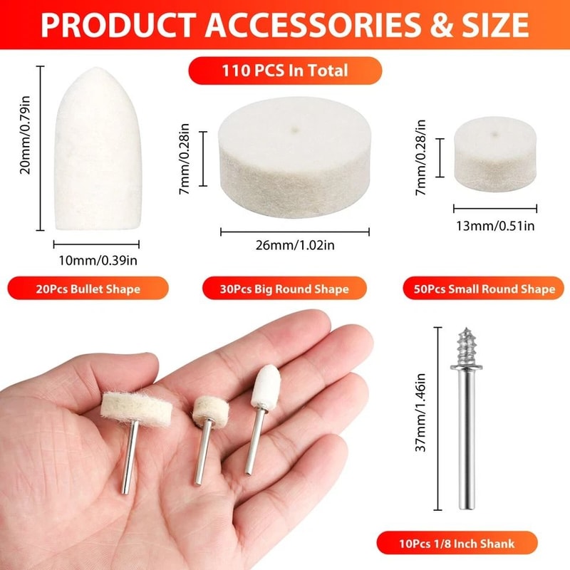 Wool Felt Buffing Polishing Pads Wheel Set For Dremel Rotary Tool Accessories Grinder Buffing Wheel 2