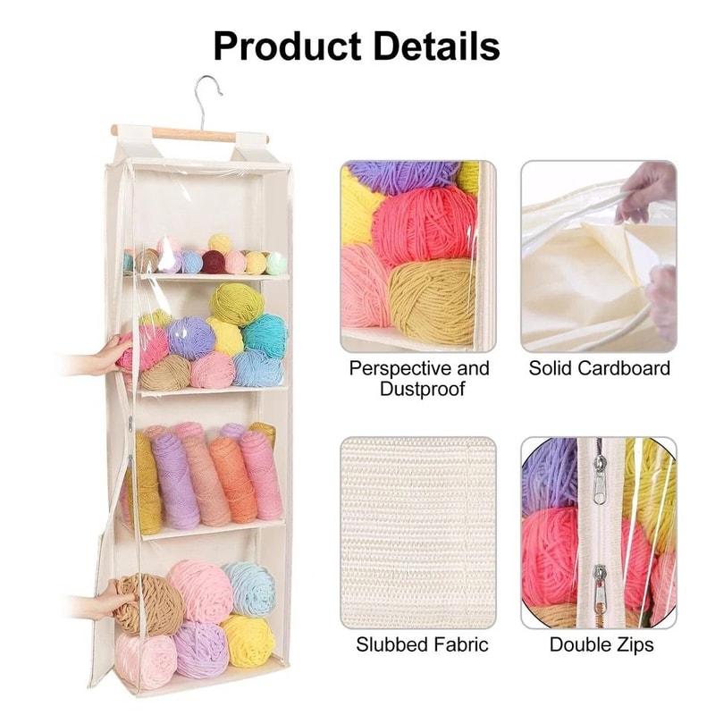 Crochet Knitting Bag Holder Large Capacity Yarn Storage Organizer Clear PVC Hanging Storage For Yar 4