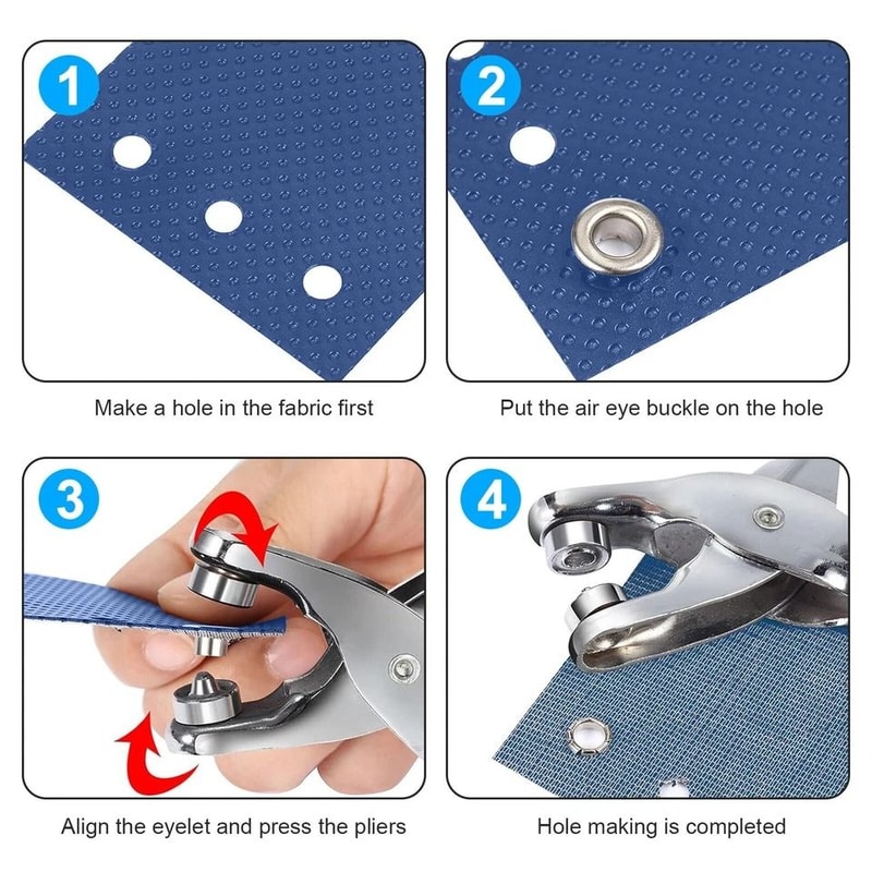 Grommet Tool Kit Eyelet Set With Hole Punch Pliers For Leather Fabric Canvas DIY Crafting 4