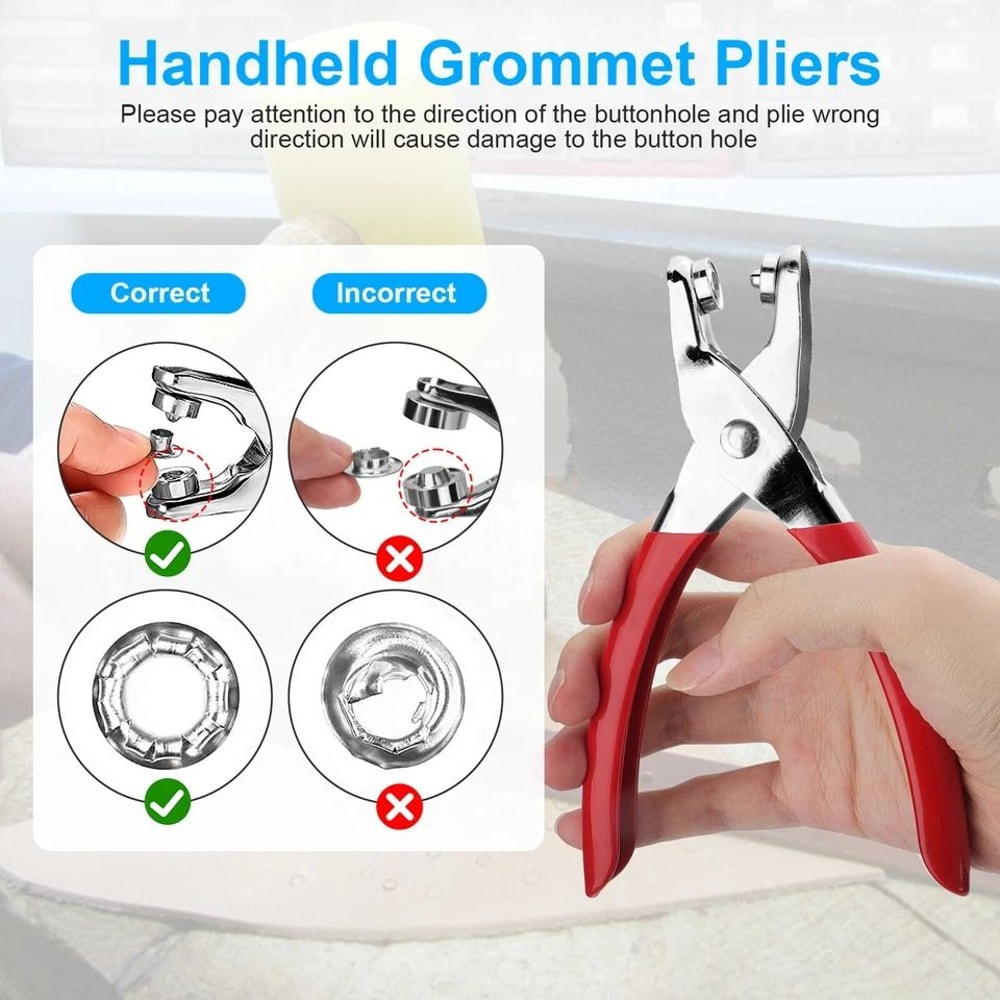 Grommet Tool Kit Eyelet Set With Hole Punch Pliers For Leather Fabric Canvas DIY Crafting 5