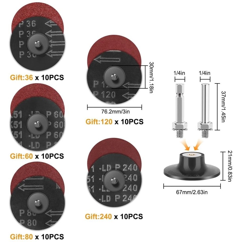 Zirconia Sanding Disc Set Roll Lock Quick Change Shank For Precision Grinding 6