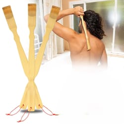 bamboo back scratcher set, long reach itch relief, natural bamboo, portable, sturdy, perfect for hard-to-reach areas