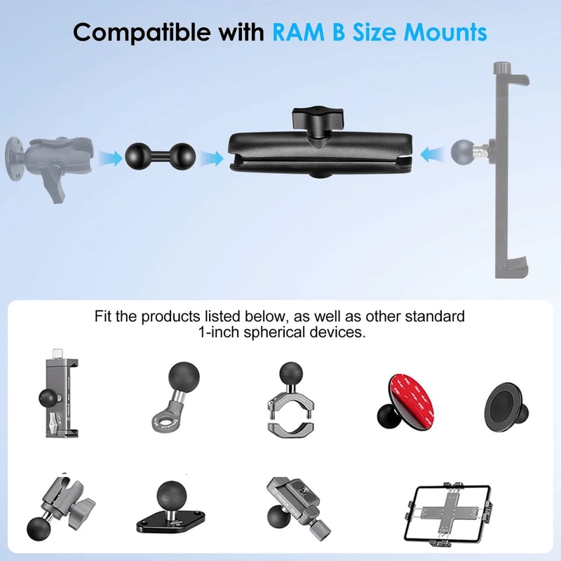 Double Socket Extension Arm Ball For RAM B Size Mounts Rotatable Durable Adjustable Mount For Phone 2