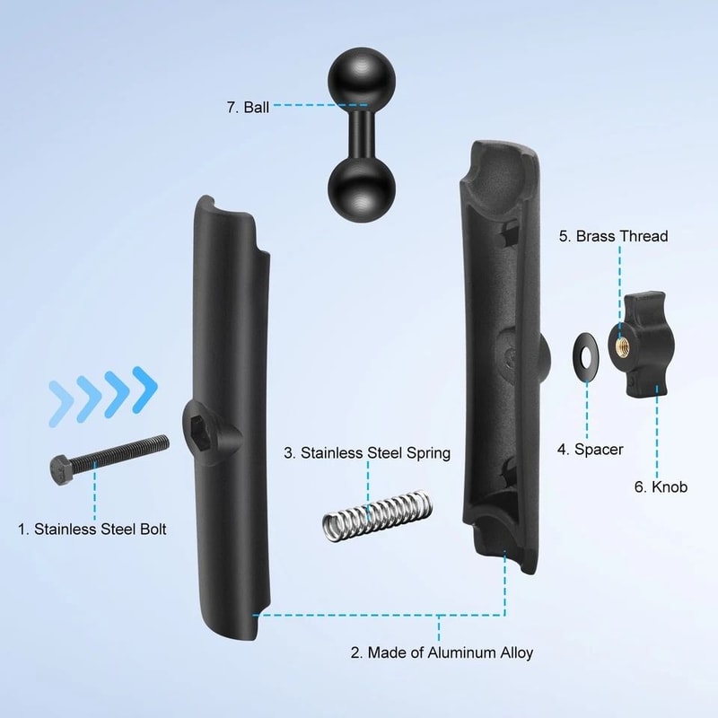 Double Socket Extension Arm Ball For RAM B Size Mounts Rotatable Durable Adjustable Mount For Phone 4