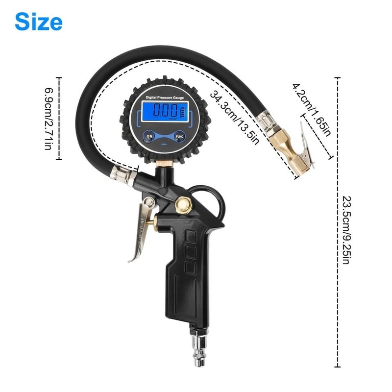 Digital Tire Inflator Gauge LCD Display Air Compressor Chuck For TruckCar Accurate Pressure Measure 3