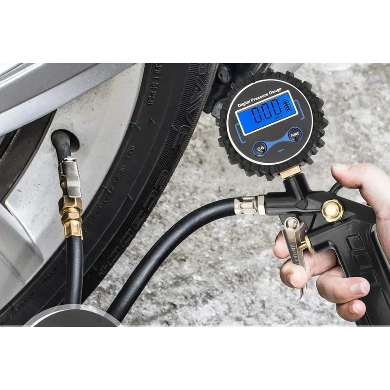 Digital Tire Inflator Gauge LCD Display Air Compressor Chuck For TruckCar Accurate Pressure Measure 0