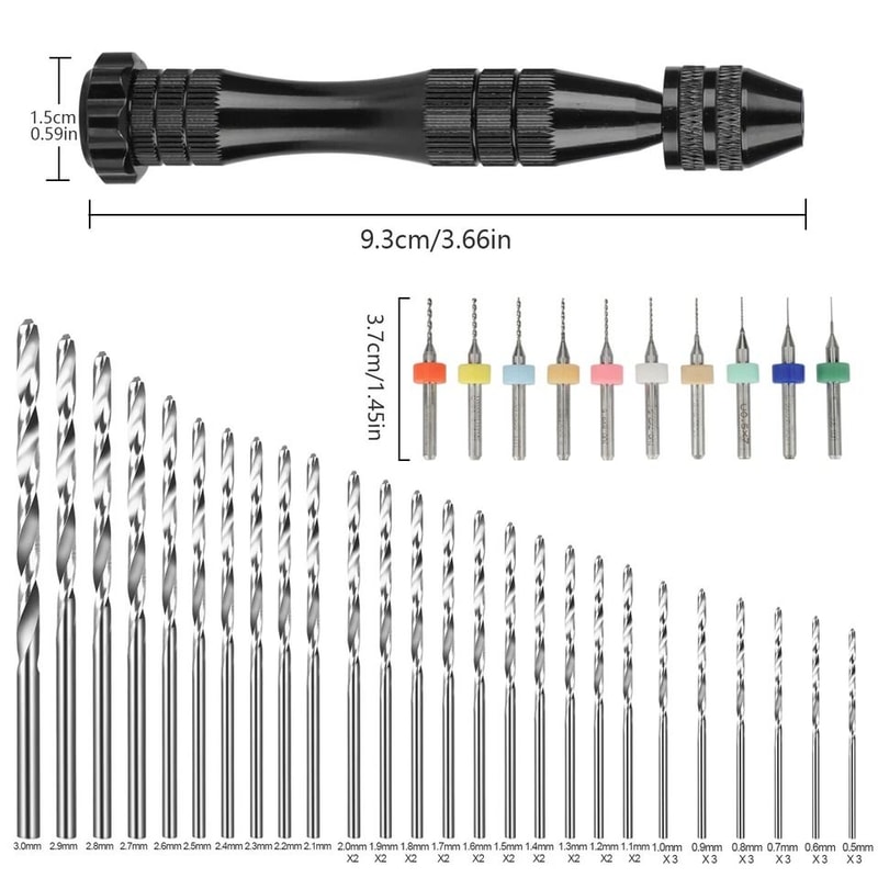 Precision Pin Vise Mini Micro Hand Twist Drill Bits Set HighQuality Rotary Tool Kit For PCB Drillin 2