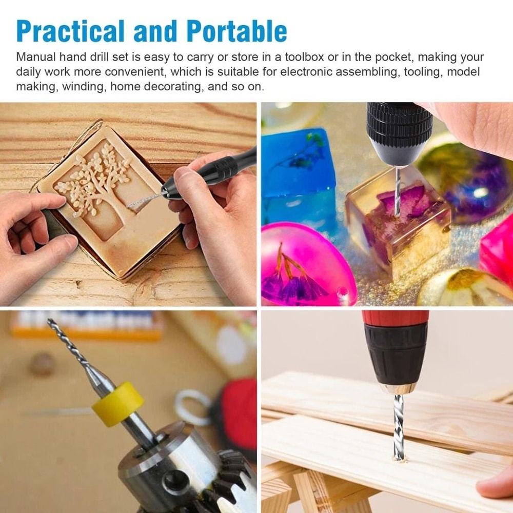 Precision Pin Vise Mini Micro Hand Twist Drill Bits Set HighQuality Rotary Tool Kit For PCB Drillin 3