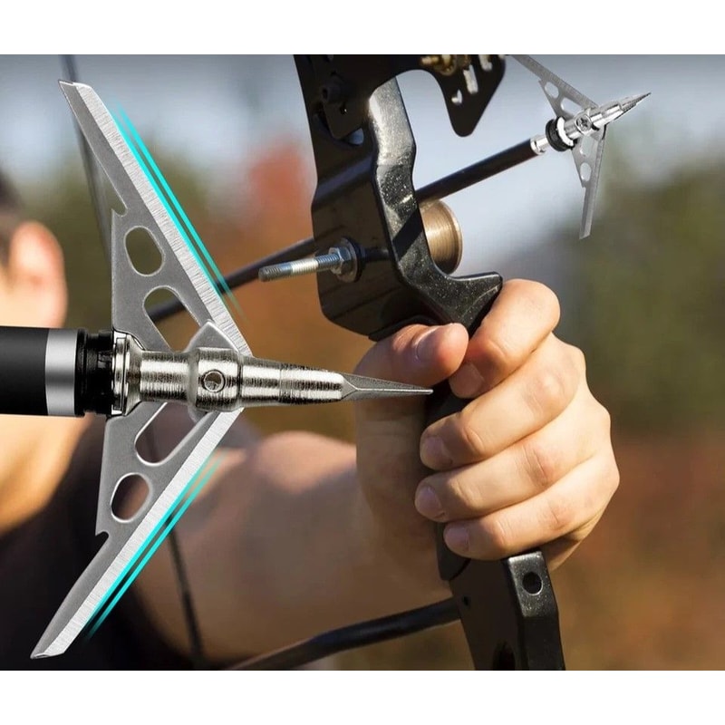Grain Archery Expandable Broadheads Cutting Diameter 24Pcs Stainless Steel Arrowhead Blade For Hunt 0