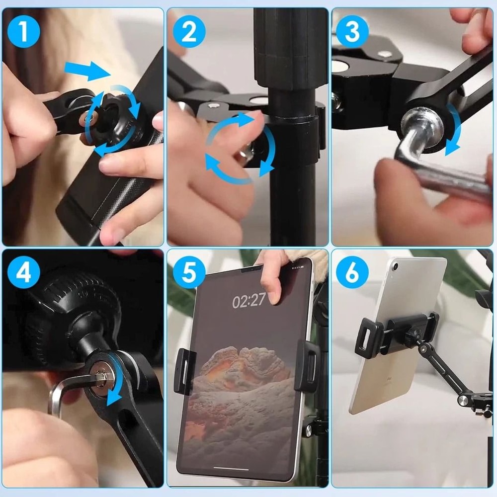 Tablet Phone Holder for Microphone Stand, Adjustable Rotation