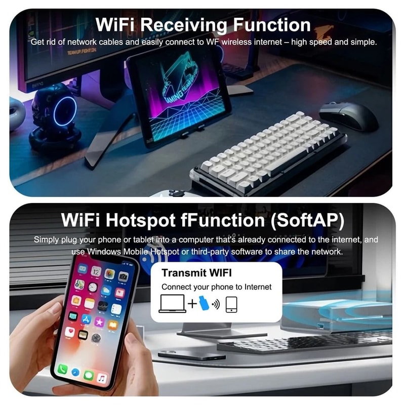 HighSpeed USB WiFi Adapter Dual Band Wireless Network For Desktop PC 3