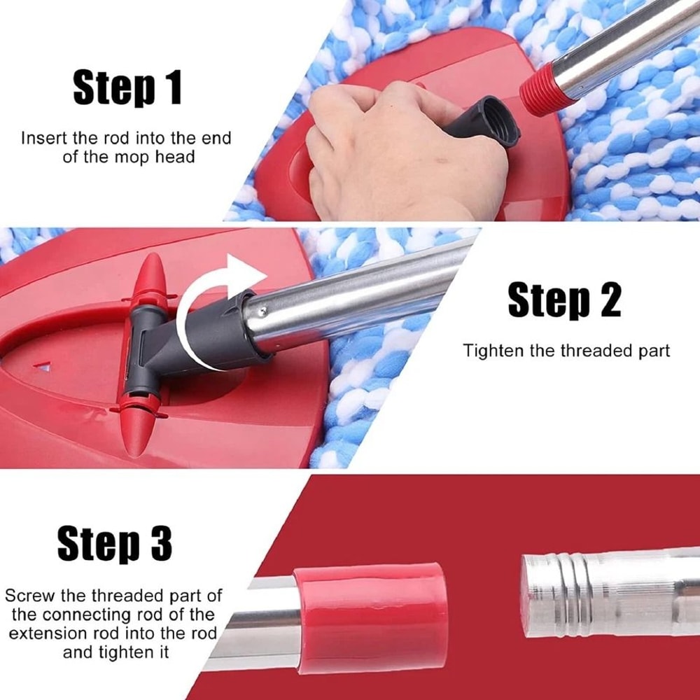 Telescopic Rotary Mop Stick Handle Replacement For OCedar EasyWring Adjustable Floor Cleaning Handl 3