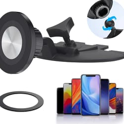 adjustable magnetic car phone mount for iphone, magsafe case compatible, strong grip, universal cd slot holder
