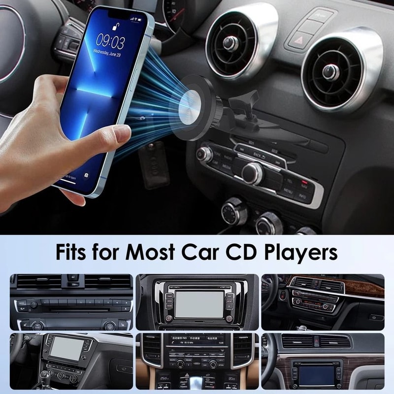 Adjustable Magnetic Car Phone Mount For IPhone MagSafe Case Compatible Strong Grip Universal CD Slo 1