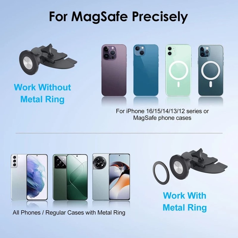 Adjustable Magnetic Car Phone Mount For IPhone MagSafe Case Compatible Strong Grip Universal CD Slo 7