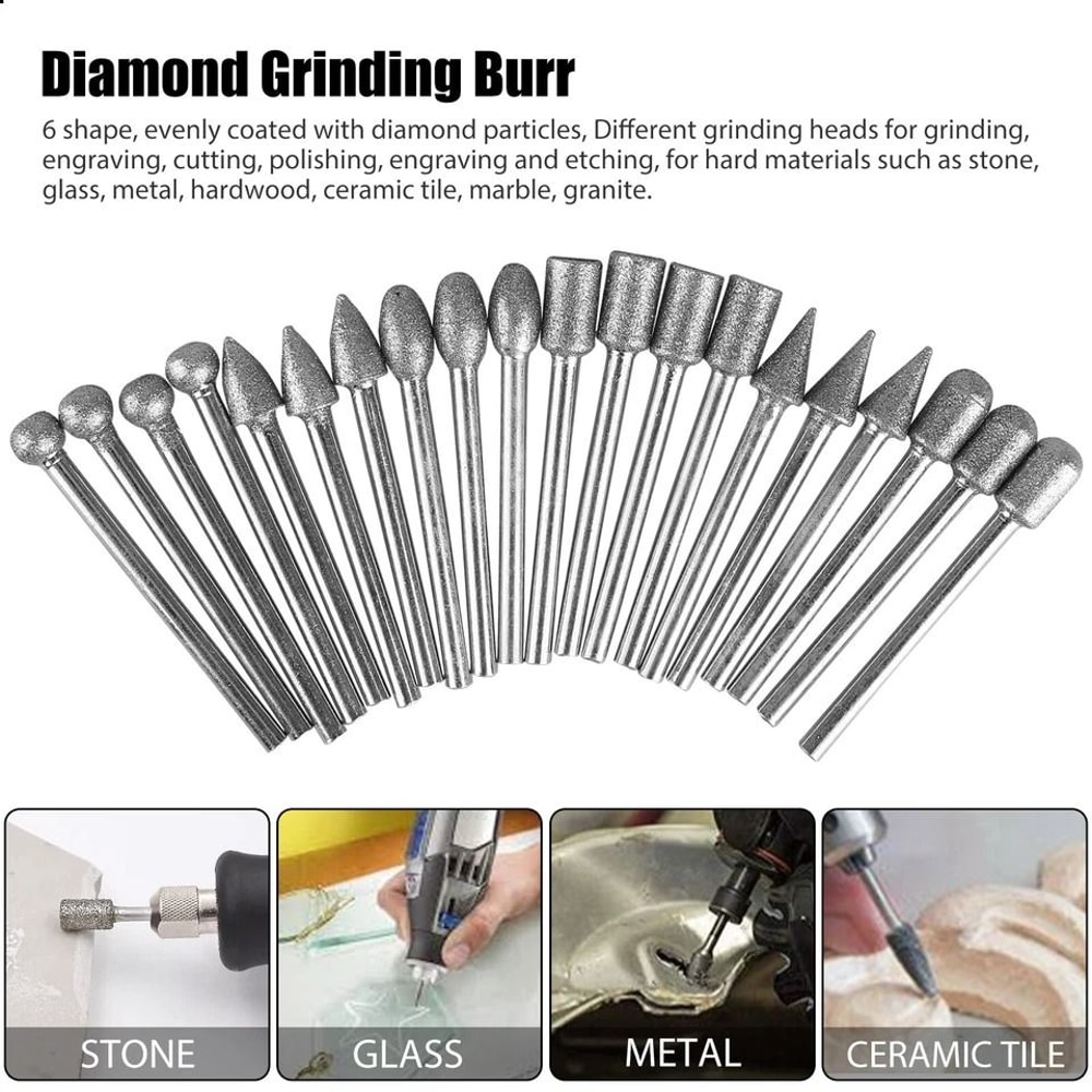 Diamond Rotary Tool Bit Set Cutting Grinding Polishing Carving For Tile Glass Stone Metal Dremel 8