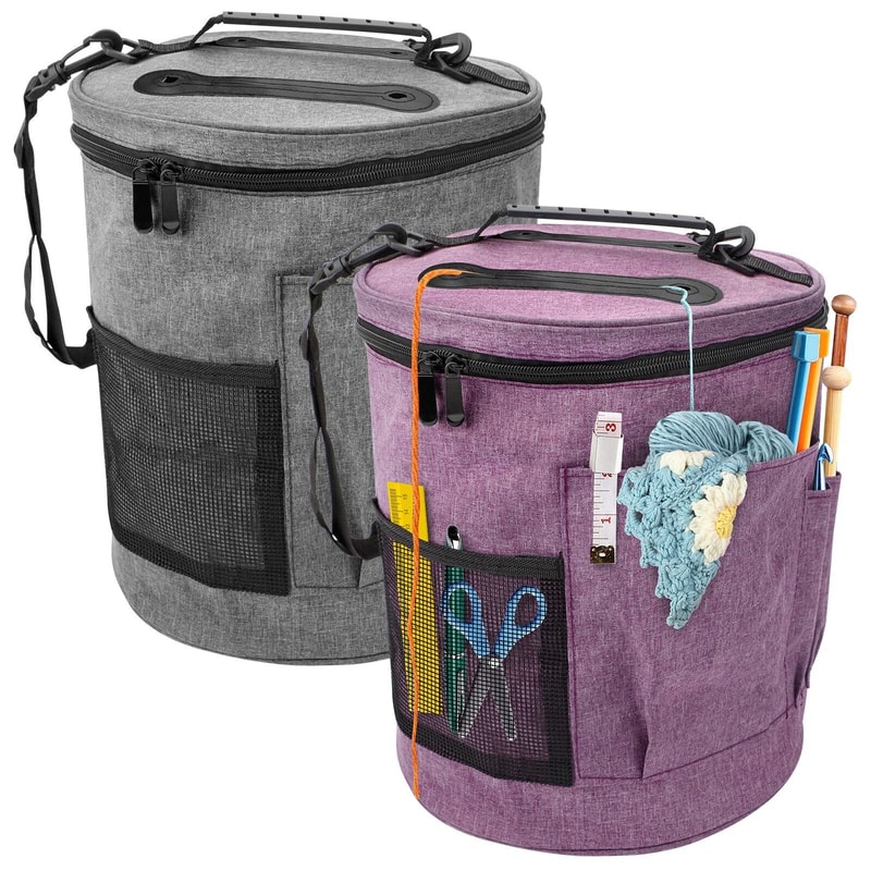 Crochet Yarn Storage Bag Large Capacity Knitting Organizer Portable Tote For Yarn Hooks And Accesso 0