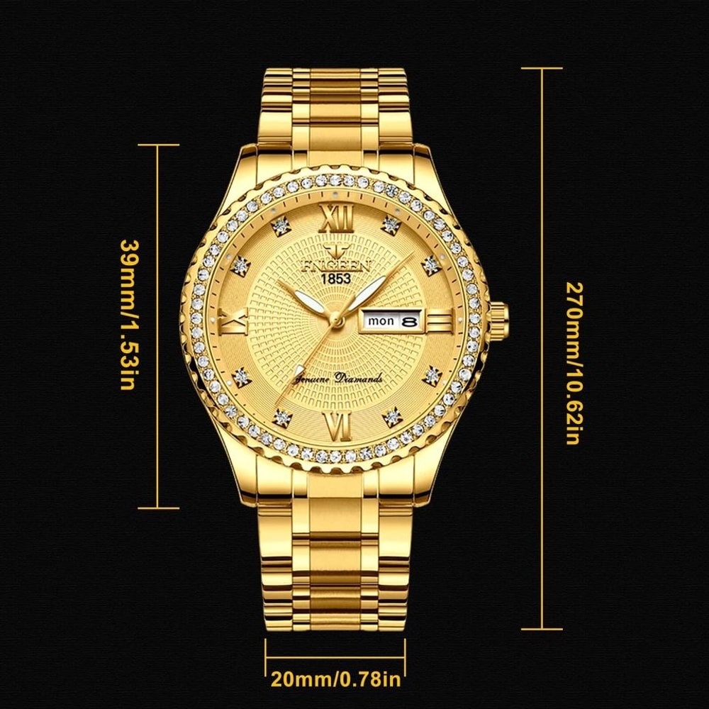 Stainless Steel Quartz Watch For Men Waterproof Luxury Gold Classic Analog Design Business Gift For 1