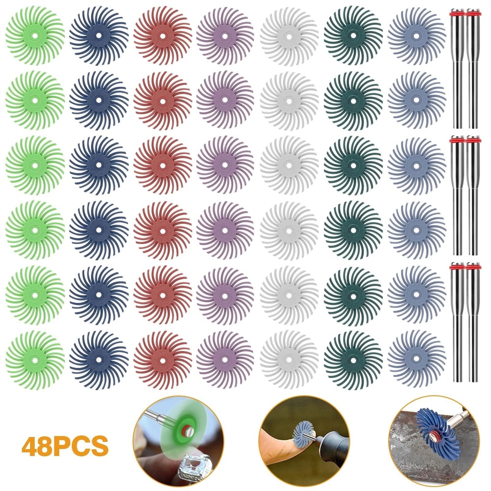 Radial Bristle Disc Kit Mandrels For Rotary Tools Mixed Grits For Polishing Jewelry Metal Wood DIY 5