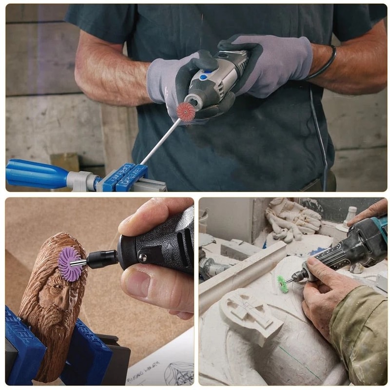 Radial Bristle Disc Kit Mandrels For Rotary Tools Mixed Grits For Polishing Jewelry Metal Wood DIY 0