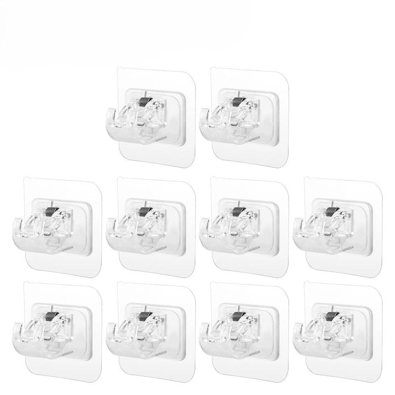 Curtain Rod Hooks SelfAdhesive Adjustable Holder Clips No Drill NailFree Transparent Strong Adhesiv 0