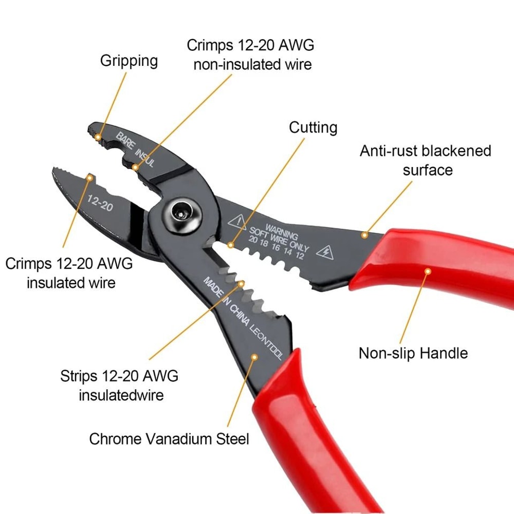 Wire Pliers Crimper Stripper Cutter Cables MultiUse Wire Tool For Cutting Gripping And Crimping Wir 5