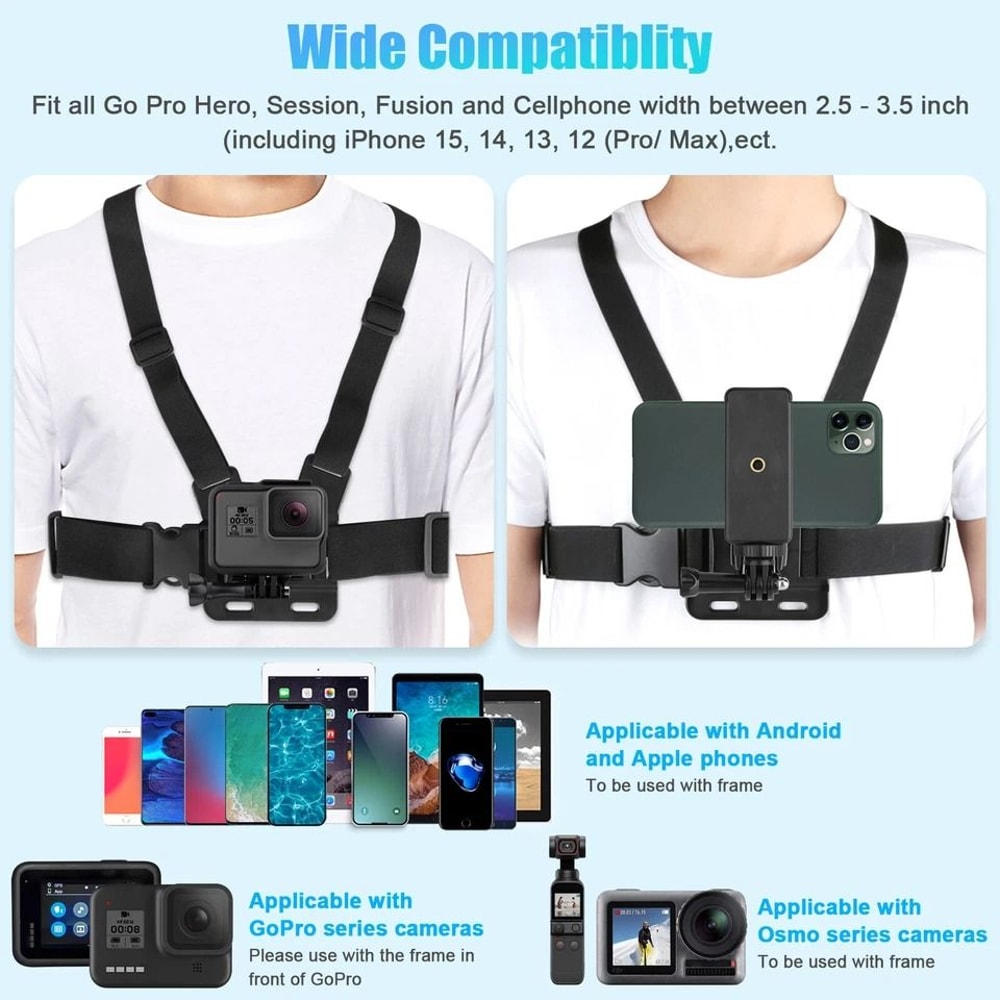 Chest Strap Mount Adjustable Phone Holder For VlogPOV Compatible With IPhone And Android 4