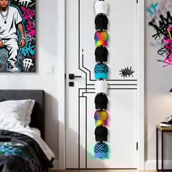 hanging hat organizer rack with hooks for baseball caps, adjustable wall or door mount, vertical hat storage solution