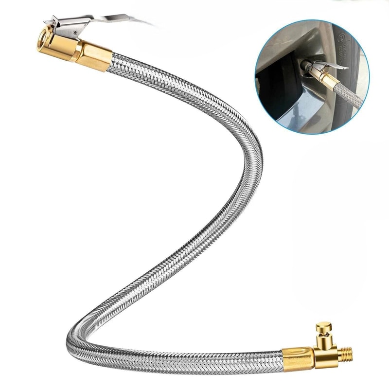 Presta Valve Tire Inflator Hose Extension Tube Air Chuck Adapter Brass Stainless Steel For Car Bik 0