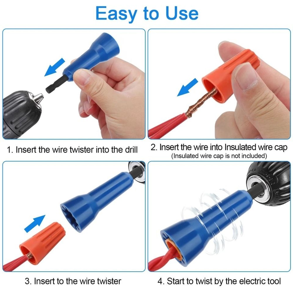 Wire Nut Twister Tool Set For Drill Quick And Efficient Wire Twisting With Chuck Durable Nylon And 1