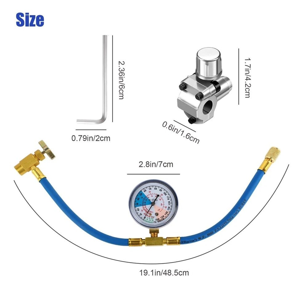 Refrigerator Freezer Valve Kit With Pressure Gauge Bullet Piercing Tap Tool For AC System HVAC Main 2