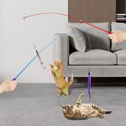 feather bell wand kitten cat toy, telescopic teaser rod for interactive play, gift for cats and kittens