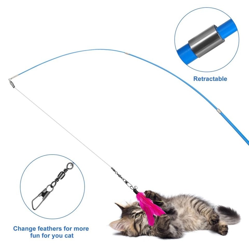 Feather Bell Wand Kitten Cat Toy Telescopic Teaser Rod For Interactive Play Gift For Cats And Kitte 3