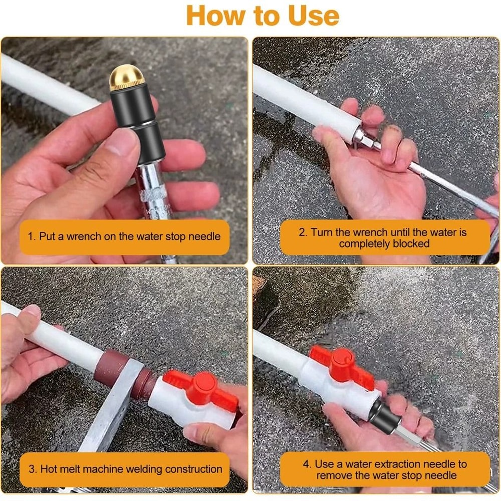 Universal HotMelt Water Stop Tool Kit Copper Pipe Water Stopper Quick Water Line Pipe Repairs 2