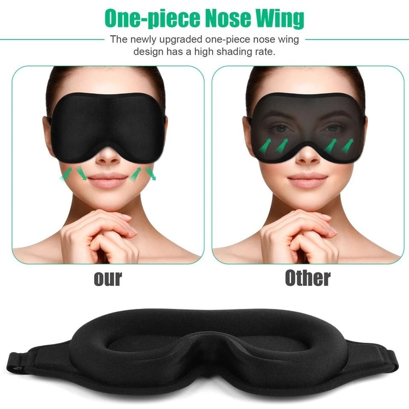 Blackout Sleep Mask Soft Silk Travel Eye Cover Memory Foam Padded Shade Adjustable For Relaxation 2