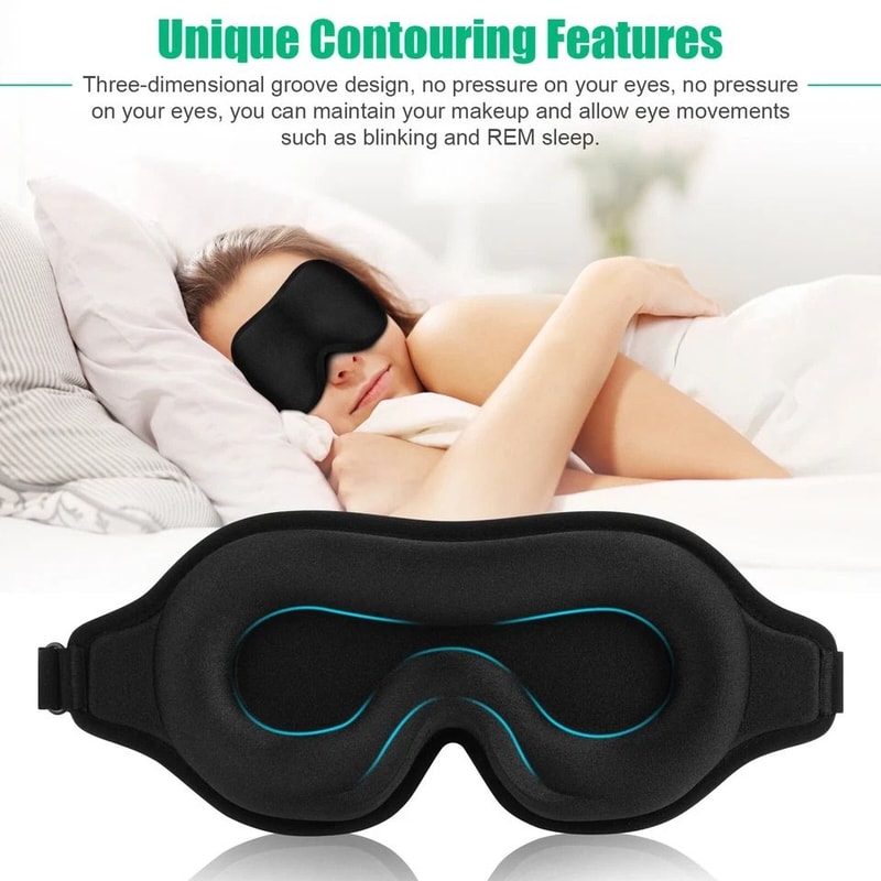 Blackout Sleep Mask Soft Silk Travel Eye Cover Memory Foam Padded Shade Adjustable For Relaxation 4