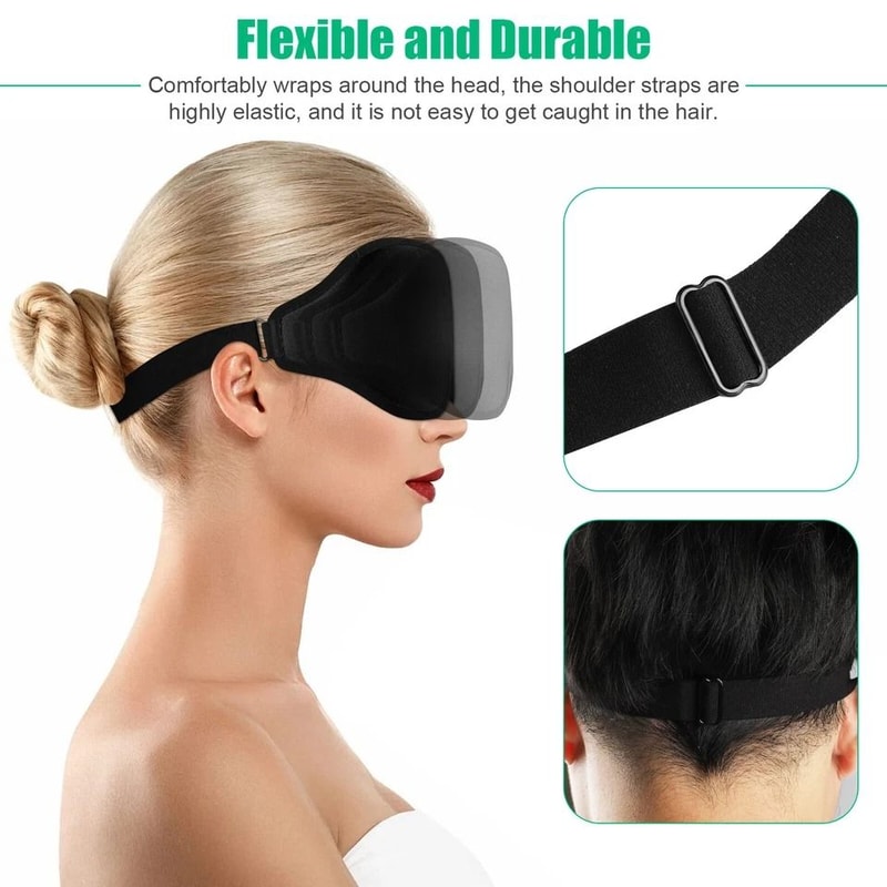 Blackout Sleep Mask Soft Silk Travel Eye Cover Memory Foam Padded Shade Adjustable For Relaxation 5
