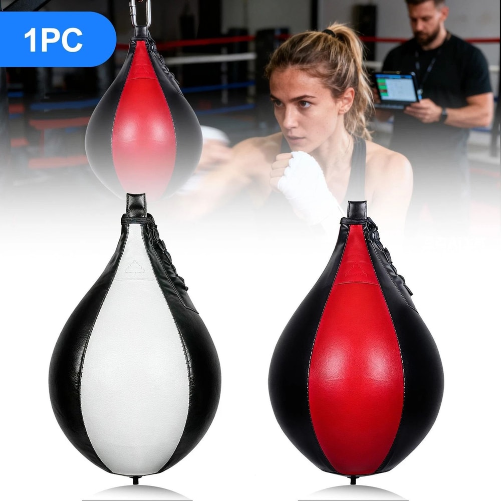 PU Leather Boxing Speed Ball HeavyDuty Hanging Punch Bag For Kickboxing MMA Reflex Training Gym Us 3