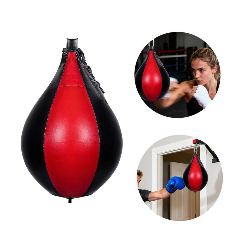 PU Leather Boxing Speed Ball HeavyDuty Hanging Punch Bag For Kickboxing MMA Reflex Training Gym Us 1