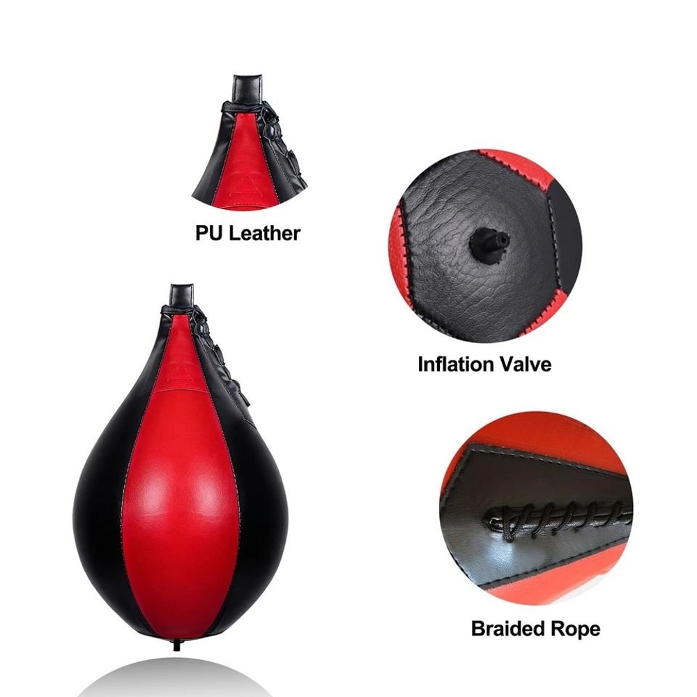 PU Leather Boxing Speed Ball HeavyDuty Hanging Punch Bag For Kickboxing MMA Reflex Training Gym Us 6