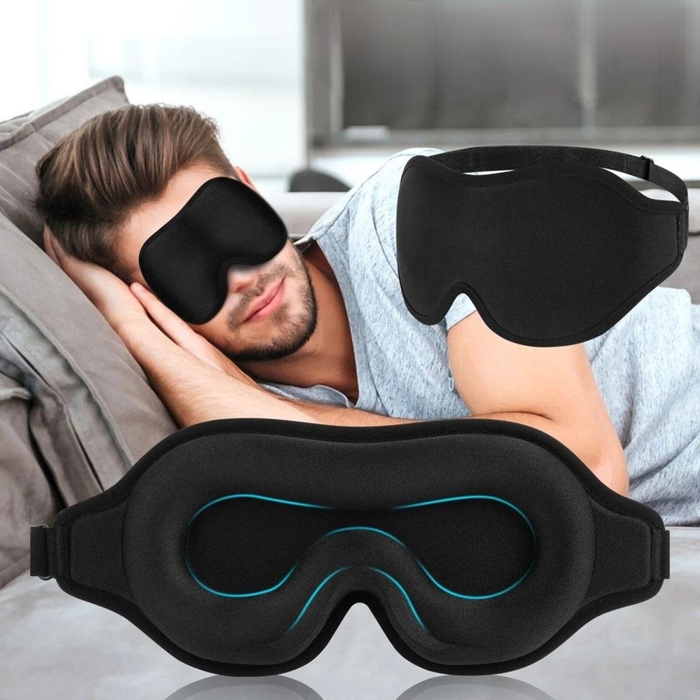 Blackout Sleep Mask Soft Silk Travel Eye Cover Memory Foam Padded Shade Adjustable For Relaxation 0