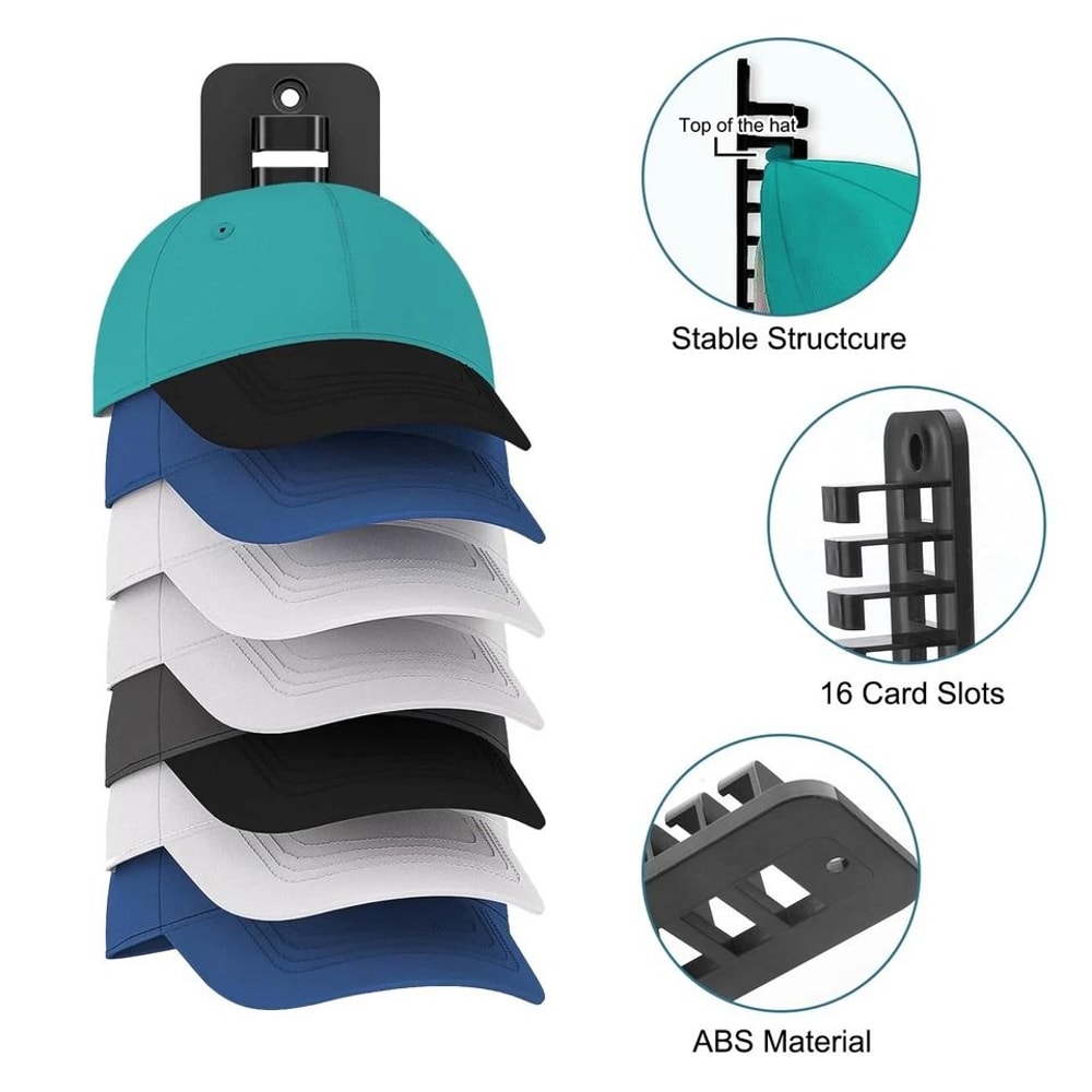 Capacity WallMounted Baseball Cap Rack Hat Organizer With Adhesive Screws For Durable NoDrill Inst