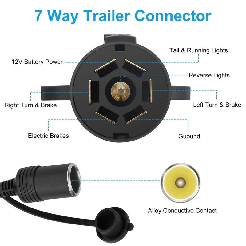 Tinned Copper Trailer Plug To Power Socket Cable Universal Adapter For RVs Camping And Marine Equip 5