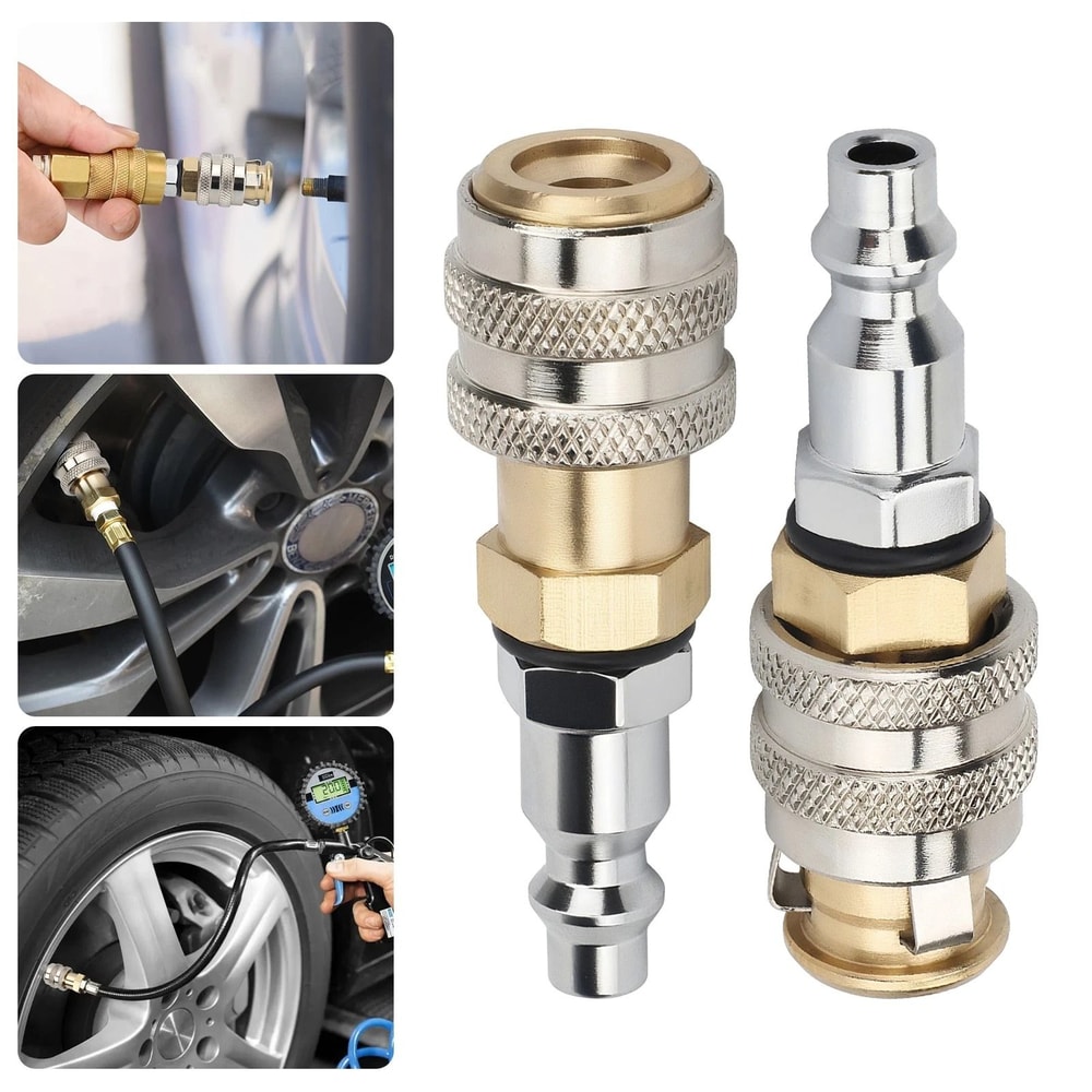 Brass LockOn Air Chuck Set FNPT Quick Connect For Tire Inflator Gauge Durable Tire Valve Tool For C 0