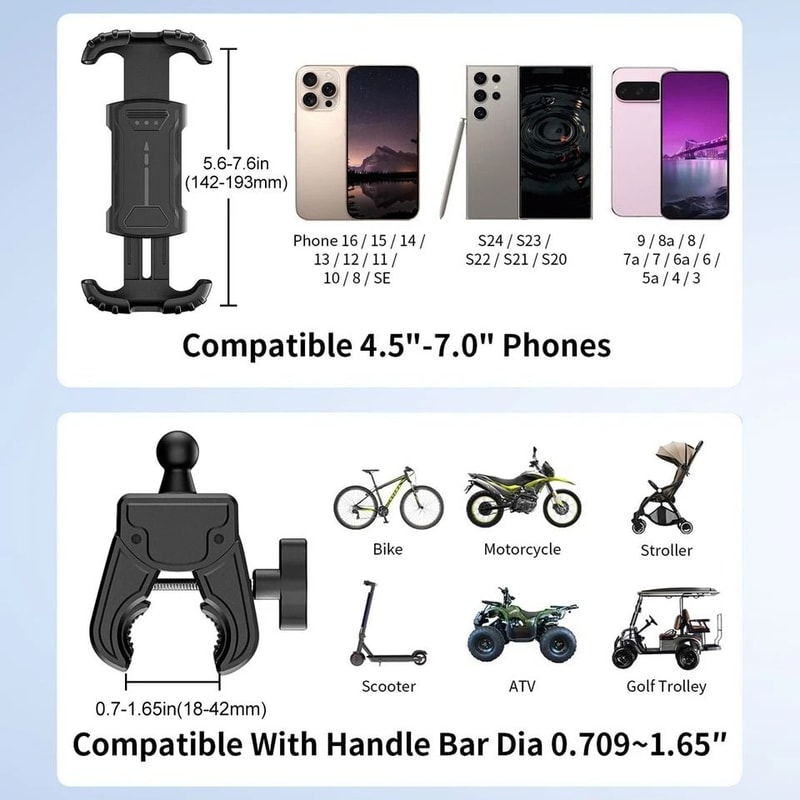Universal Bike Handlebar Mount Holder For IPhone Samsung Motorcycle GPS Cell Phone Holder 6