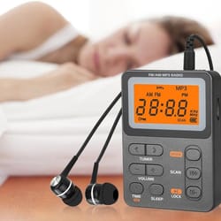 compact pocket digital lcd screen am/fm radio, player earphone for walking, rechargeable portable radio