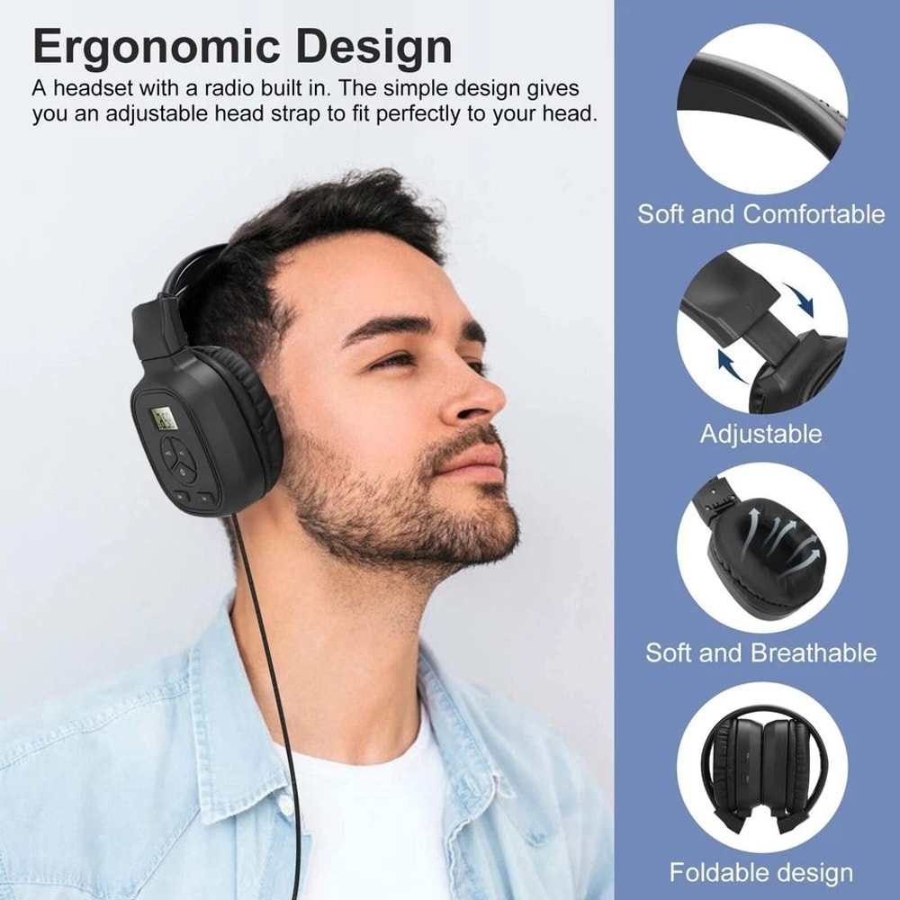 Stereo Super Bass Wireless FM Radio Headset Foldable OverEar Headphones 3