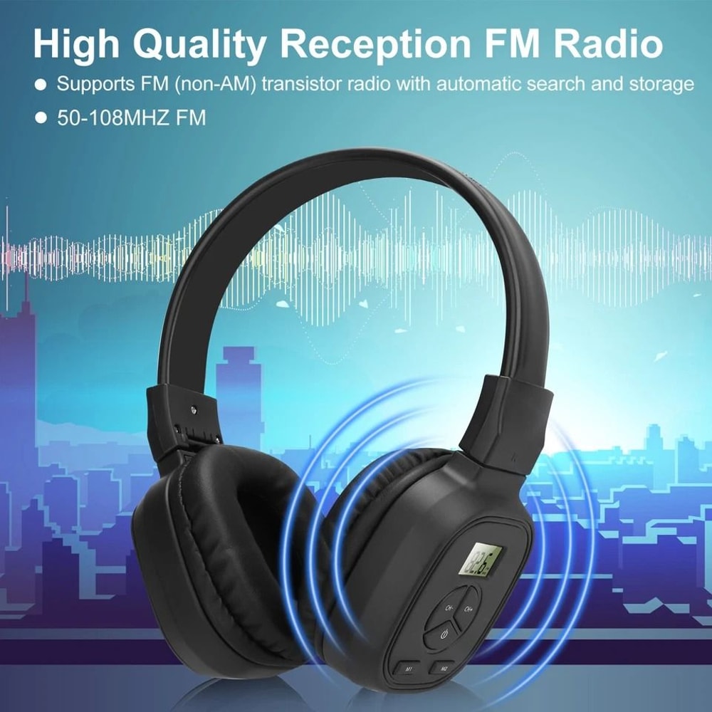 Stereo Super Bass Wireless FM Radio Headset Foldable OverEar Headphones 5