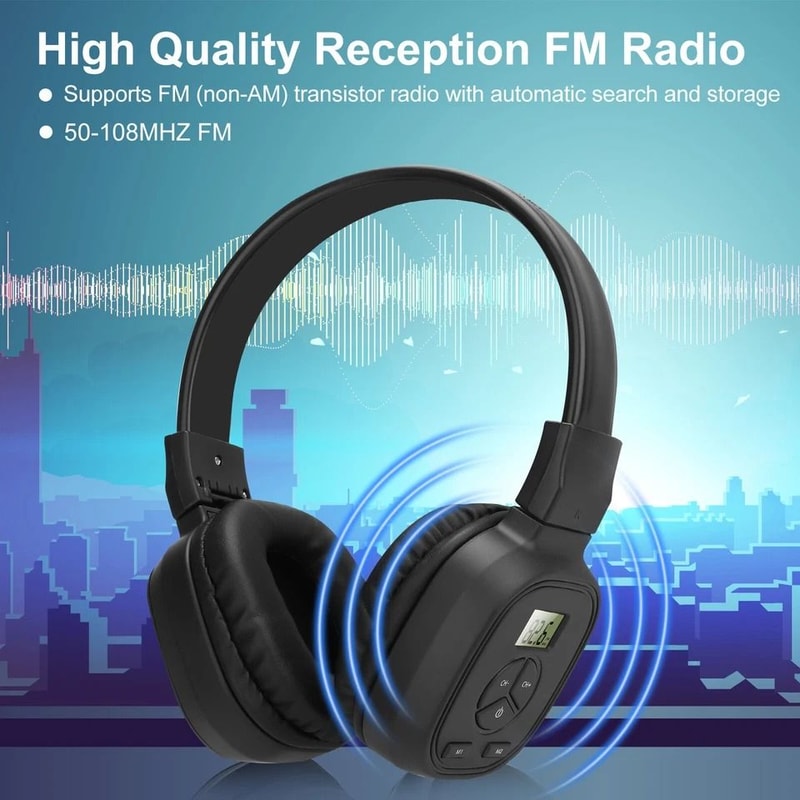 Stereo Super Bass Wireless FM Radio Headset Foldable OverEar Headphones 5